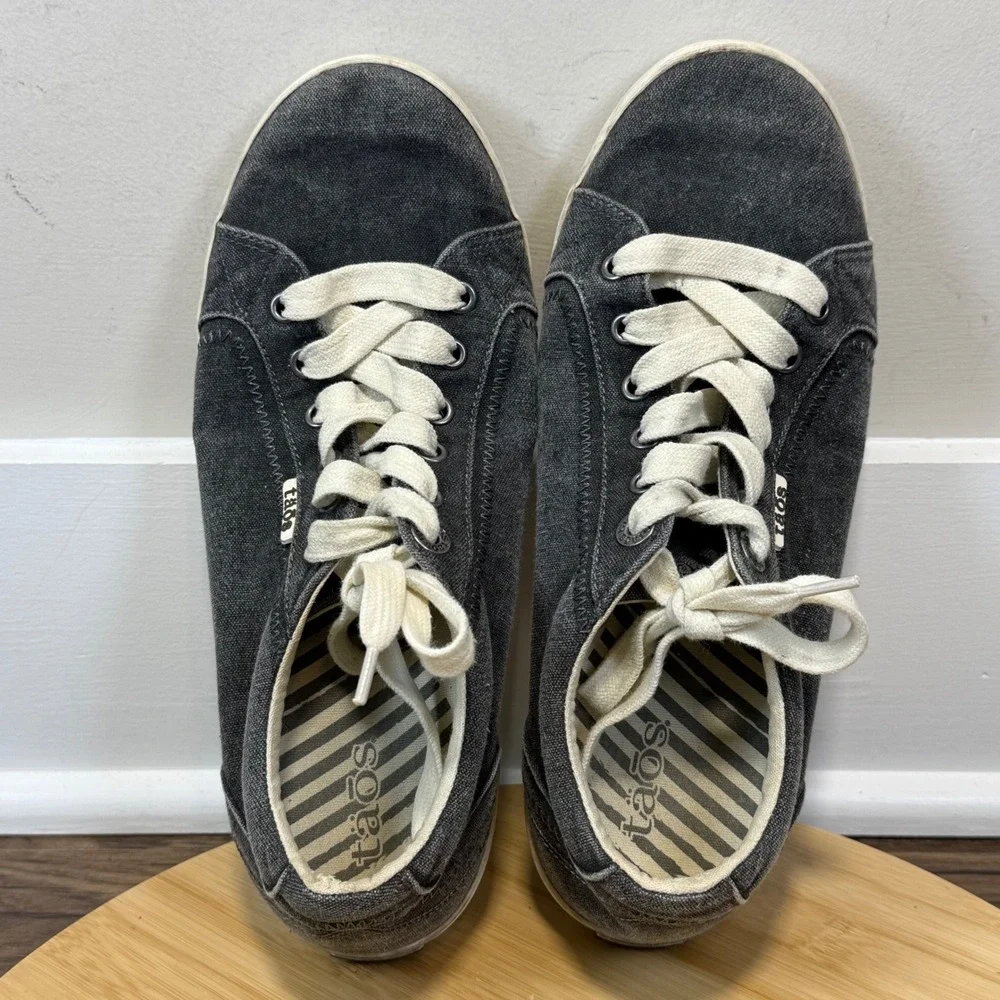 Taos Star Sneaker Womens 9.5 Charcoal Gray Washed Canvas STA-12844 Boho Neutral
